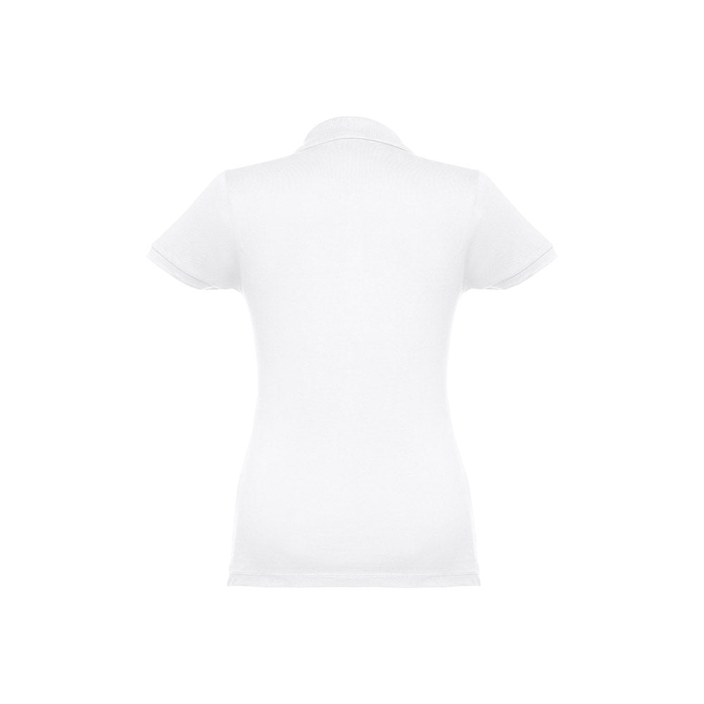 THC EVE WH. Polo cintado para senhora de manga curta em algodão cardado