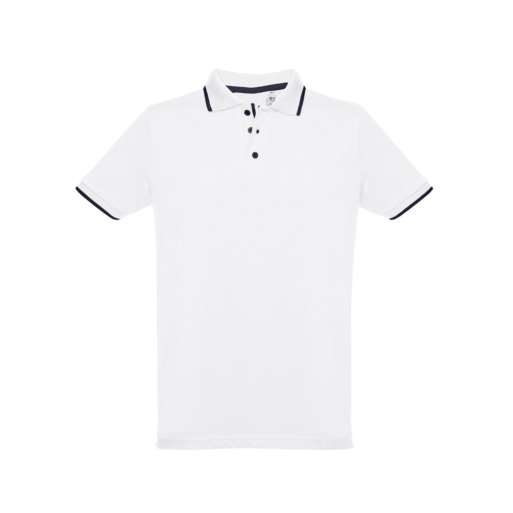 THC ROME WH. Polo bicolor para homem em algodão. Cor branca