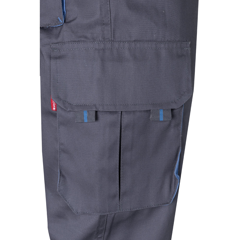 VL HYPNOS. Calças bicolor em sarja multibolsos (200g/m²), em algodão (35%) e poliéster (65%)
