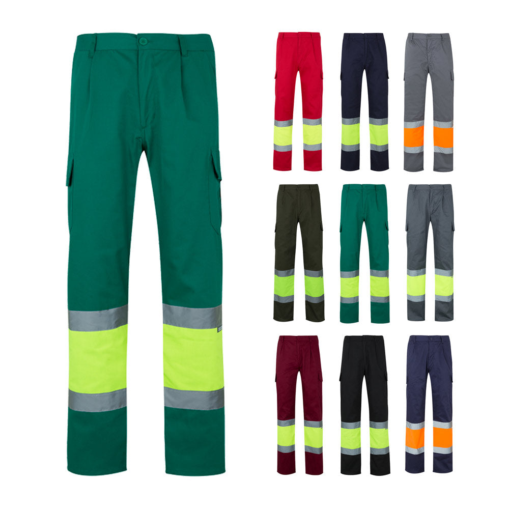VL POSEIDON. Calças bicolor em sarja multibolsos (210g/m²), em algodão (20%) e poliéster (80%)