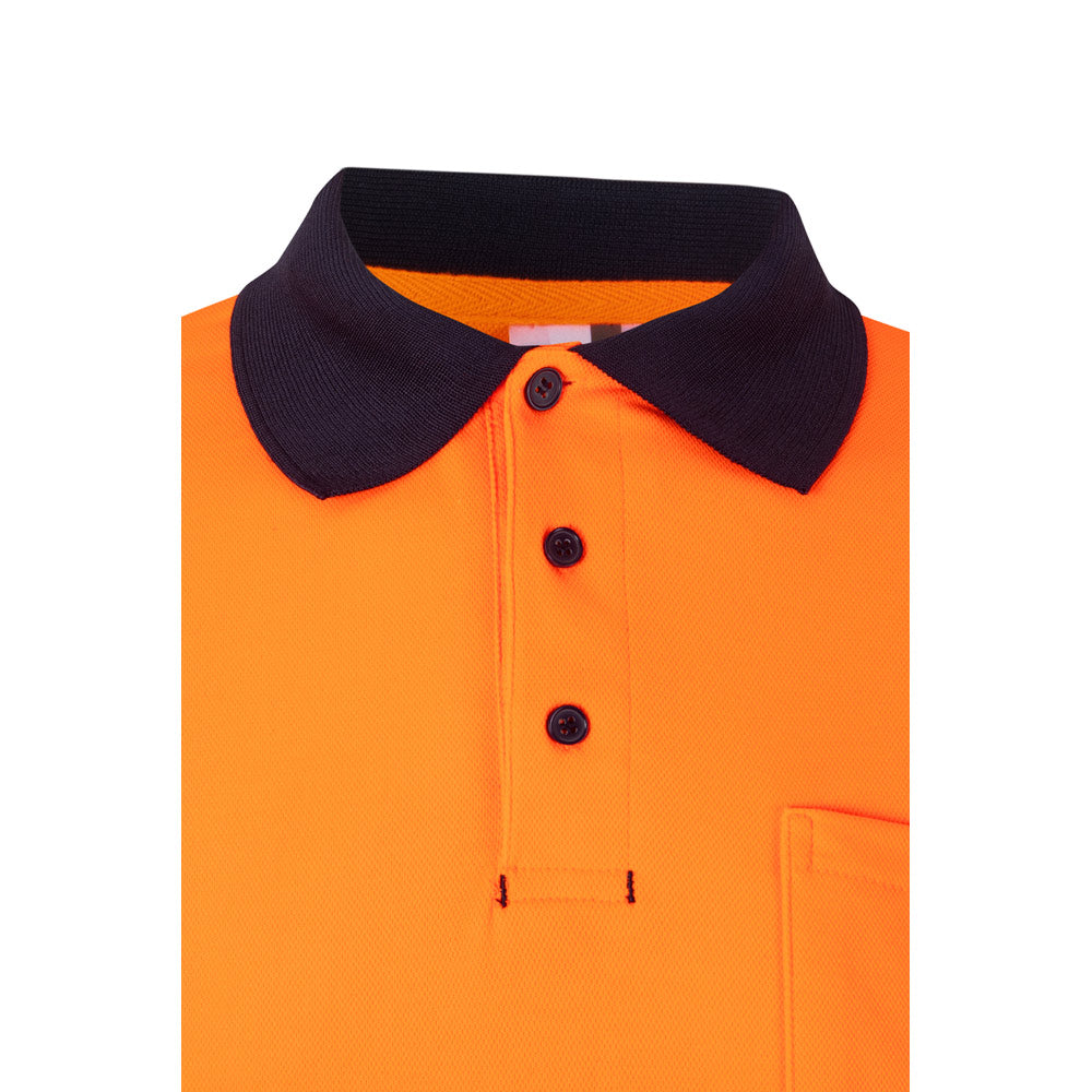 VL PLUTO. Polo bicolor piqué (150g/m²) de manga comprida, em algodão (55%) e poliéster (45%)