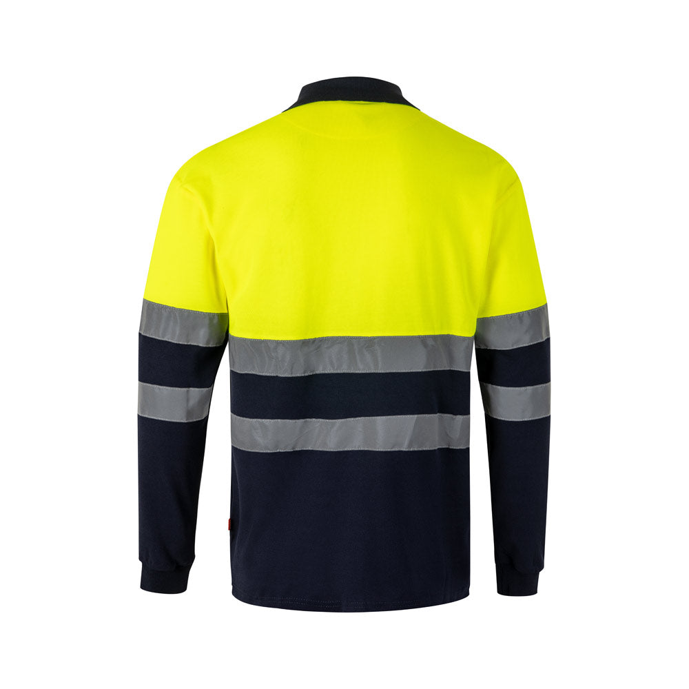 VL PLUTO LARGE. Polo bicolor piqué (150g/m²) de manga comprida, em algodão (55%) e poliéster (45%)