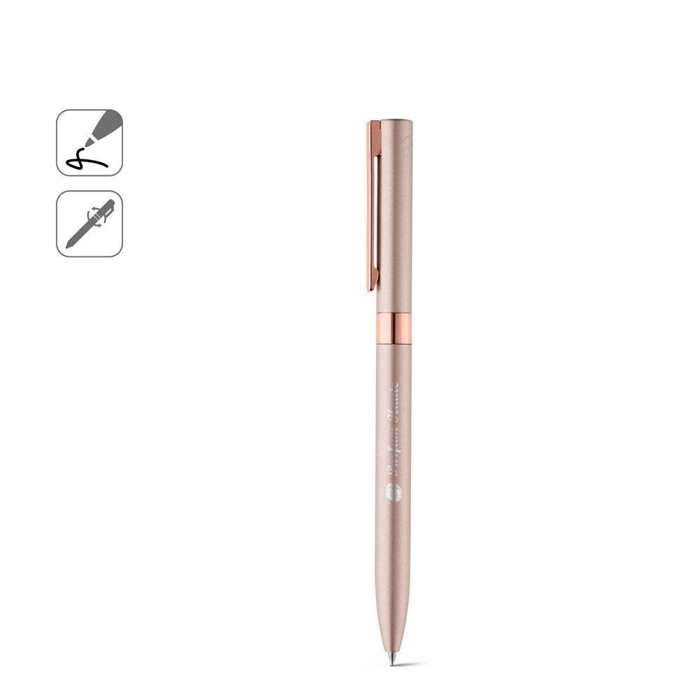 CLARE. Esferográfica em alumínio reciclado (100% rAL) com mecanismo twist