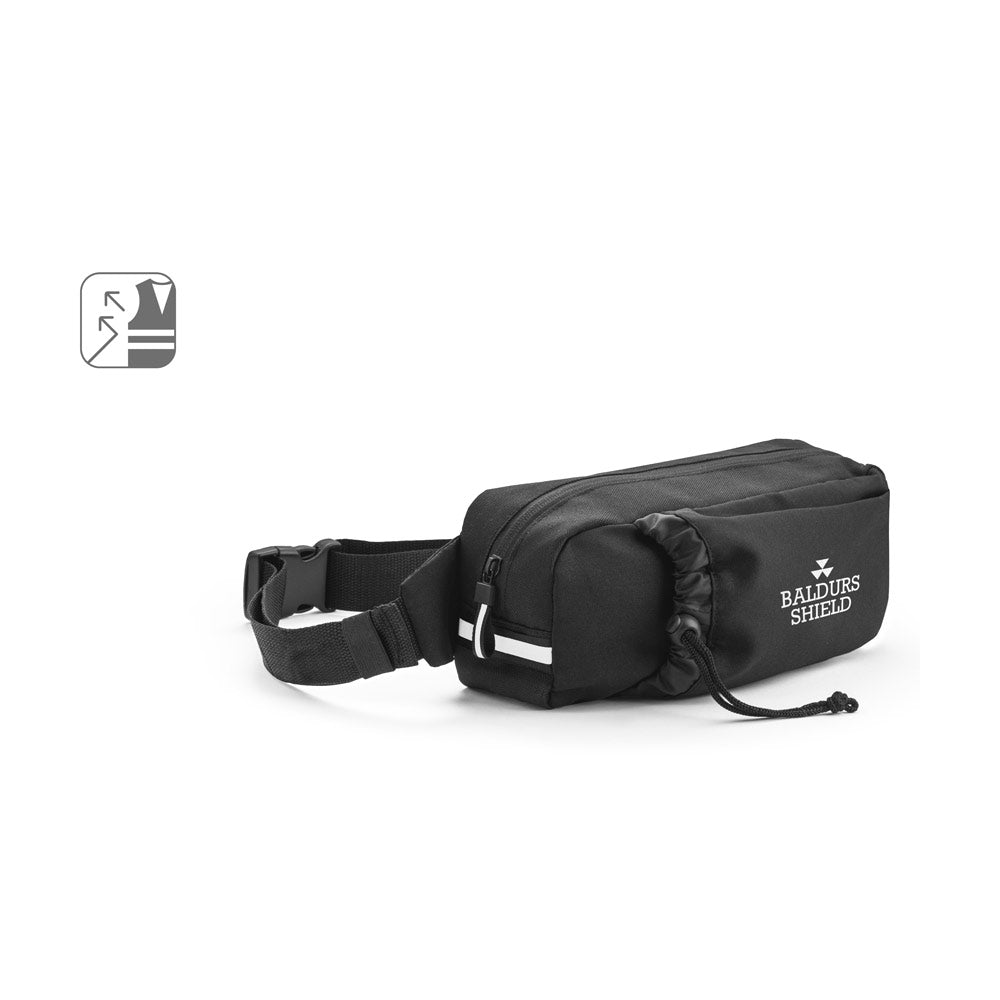 DELFOS POUCH. Bolsa de cintura em poliéster reciclado 300D e poliéster reciclado 600D com elementos refletores
