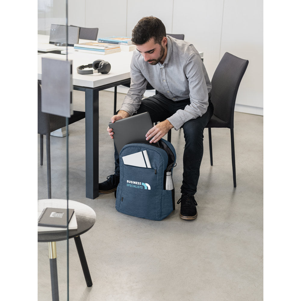 BUSINESS. Mochila para computador portátil em poliéster reciclado 300D