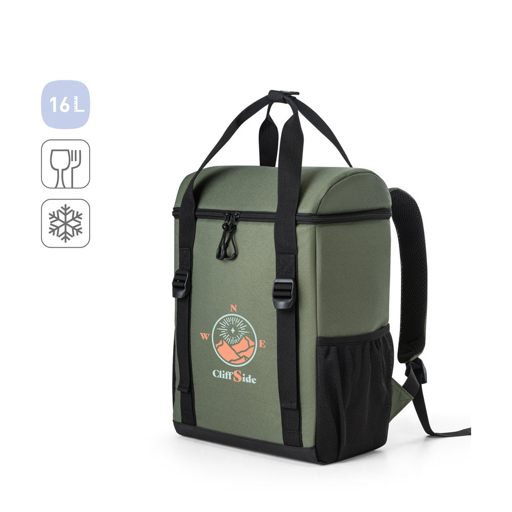 ROMA L. Mochila térmica almofadada em poliéster reciclado 600D ripstop 16 L