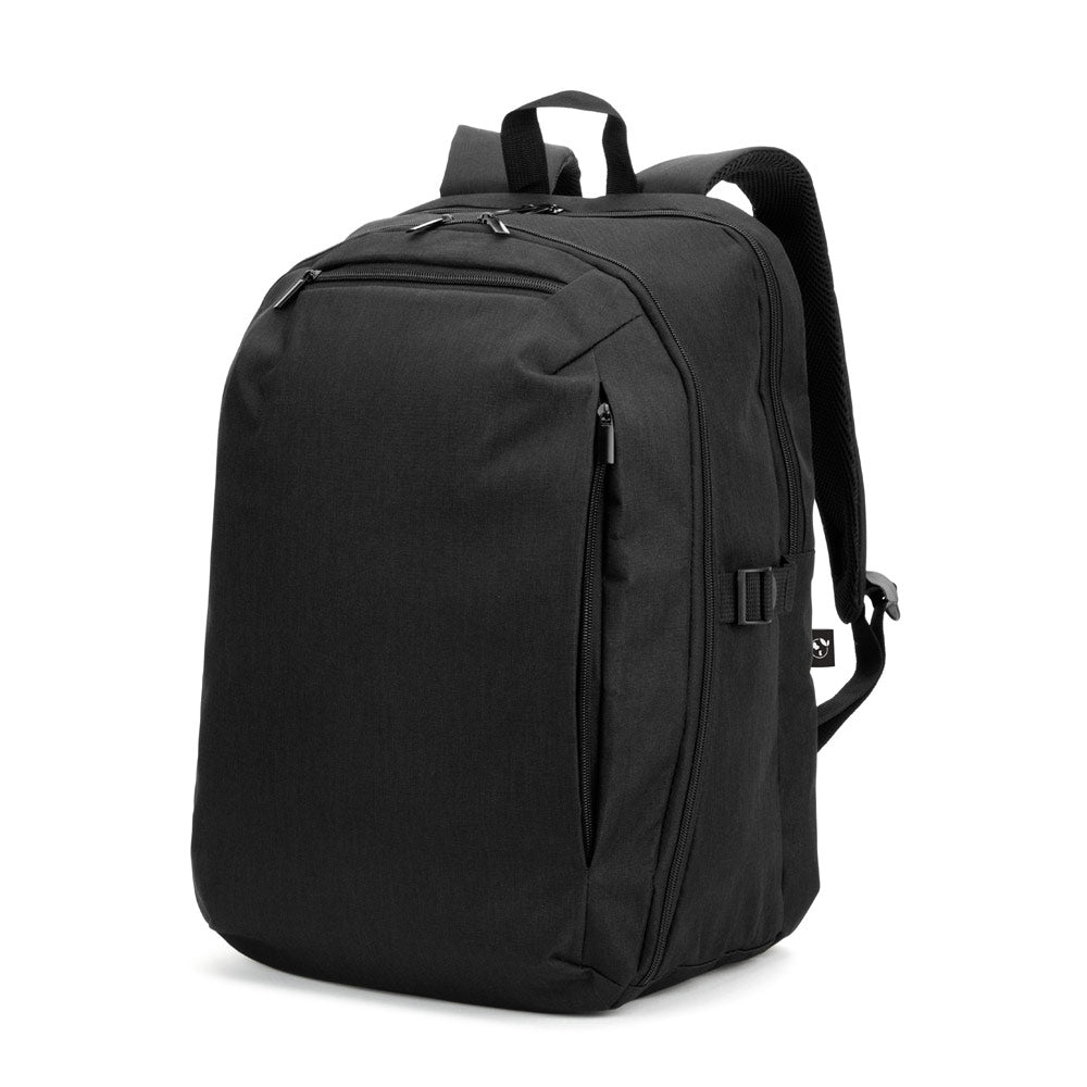 UDINE. Mochila com um compartimento de abertura total em poliéster reciclado 300D de alta densidade 16"