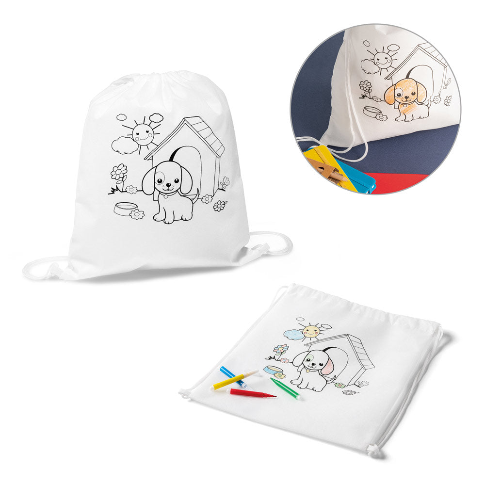 DRAWS. Saco tipo mochila em non-woven para colorir (80 g/m²)