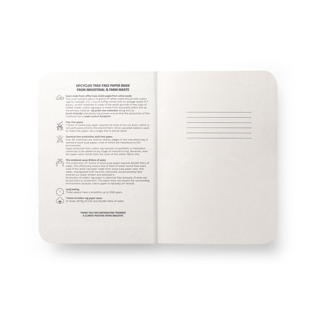 COFFEEPAD SEMI-RIGID. Bloco de notas A5 com capa semi-rígida fabricada a partir de restos de casca de café (65%)