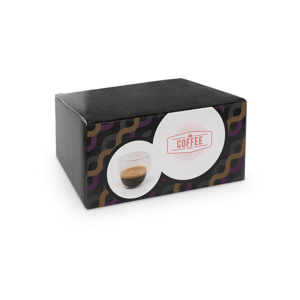 EXPRESSO. Conjunto de café em vidro borossilicato com 2 copos 75 mL