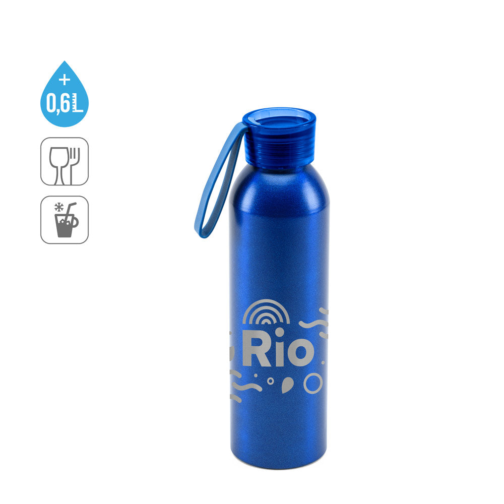 RIO. Garrafa em alumínio reciclado (100% rAL) com tampa em PP 600 mL