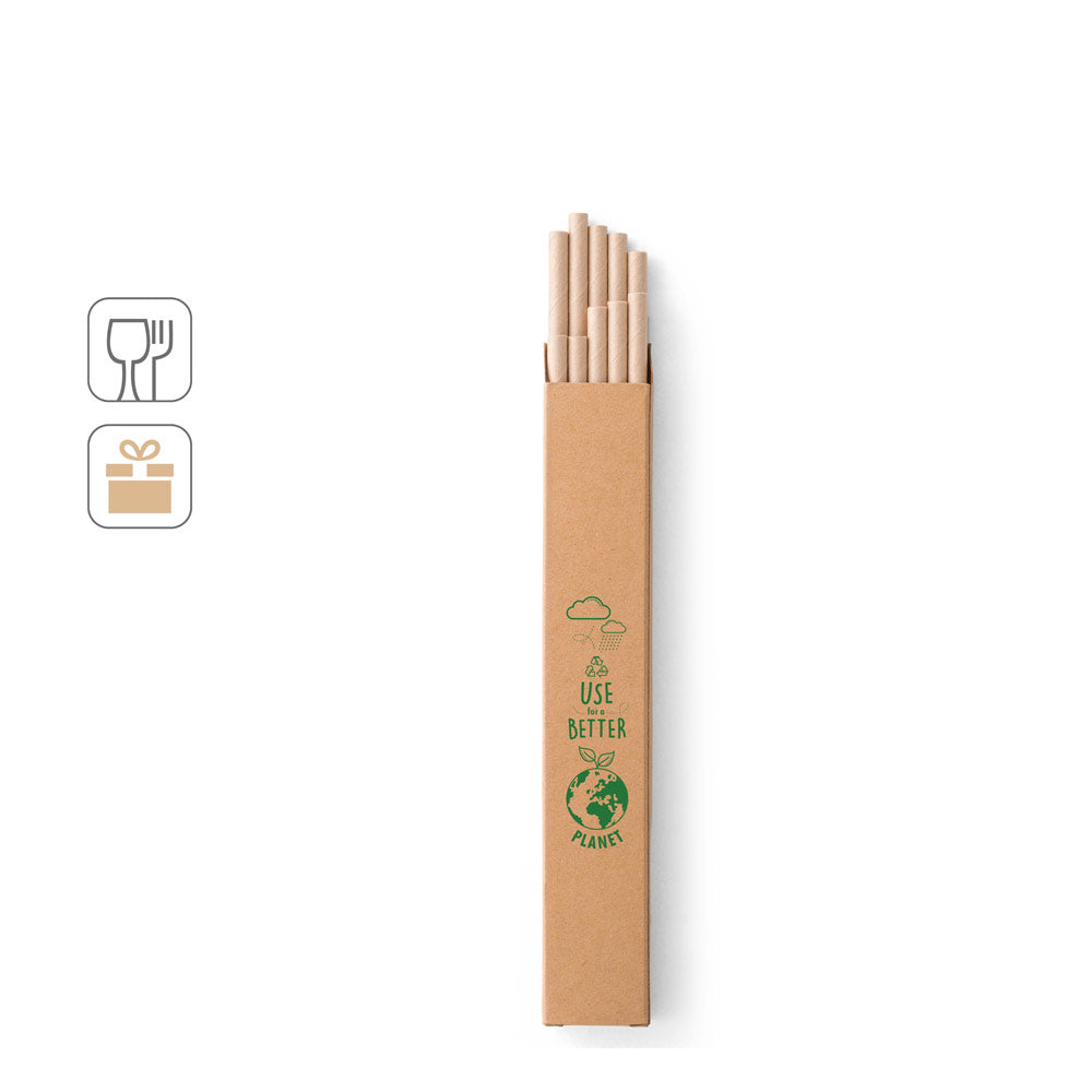 LAMONE. Conjunto de 10 palhinhas em papel kraft