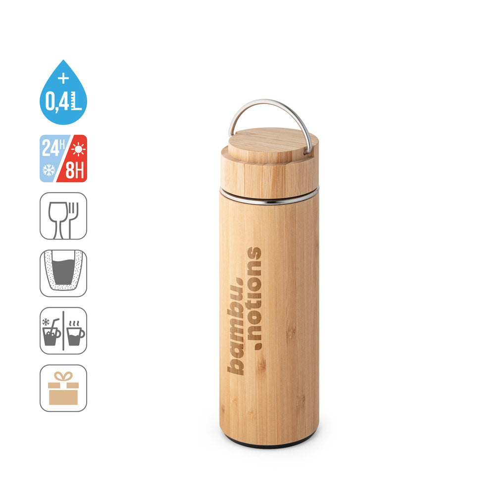 SOW. Garrafa térmica em bambu e aço inoxidável 440 mL