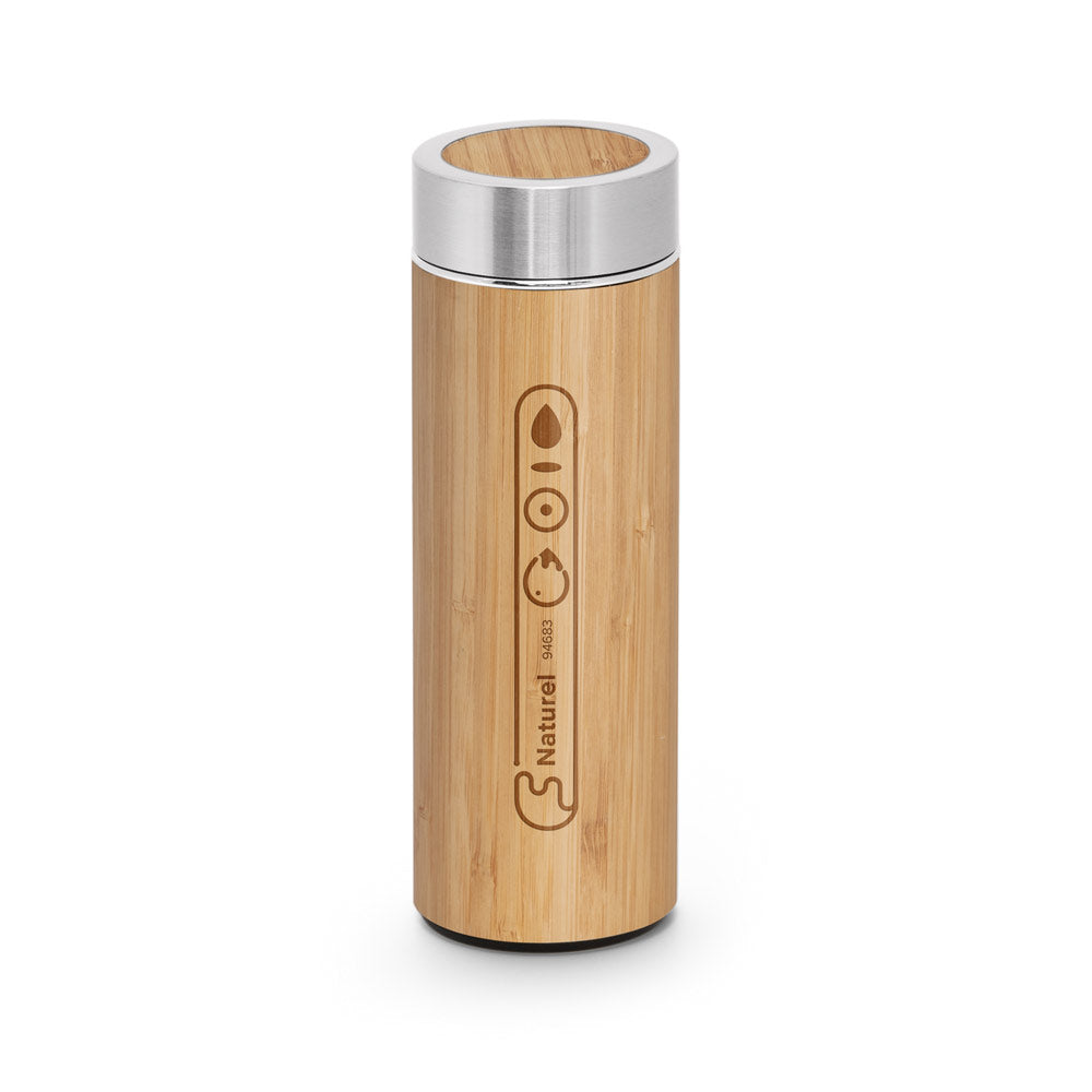 NATUREL. Garrafa térmica em bambu e aço inoxidável (90% reciclado) 430 mL