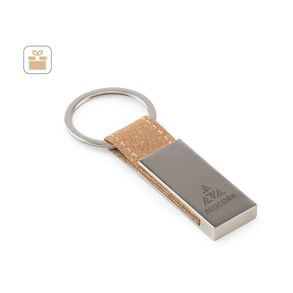 GOSLING. Conjunto composto por um porta-cartões e porta chaves, ambos em metal e cortiça