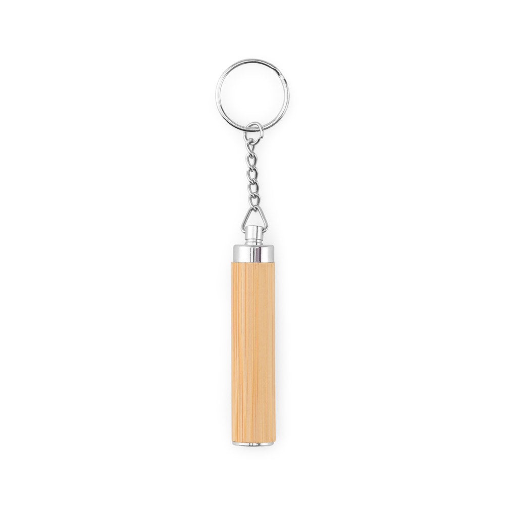 RACHEL. Porta-chaves em bambu e ABS com lanterna LED