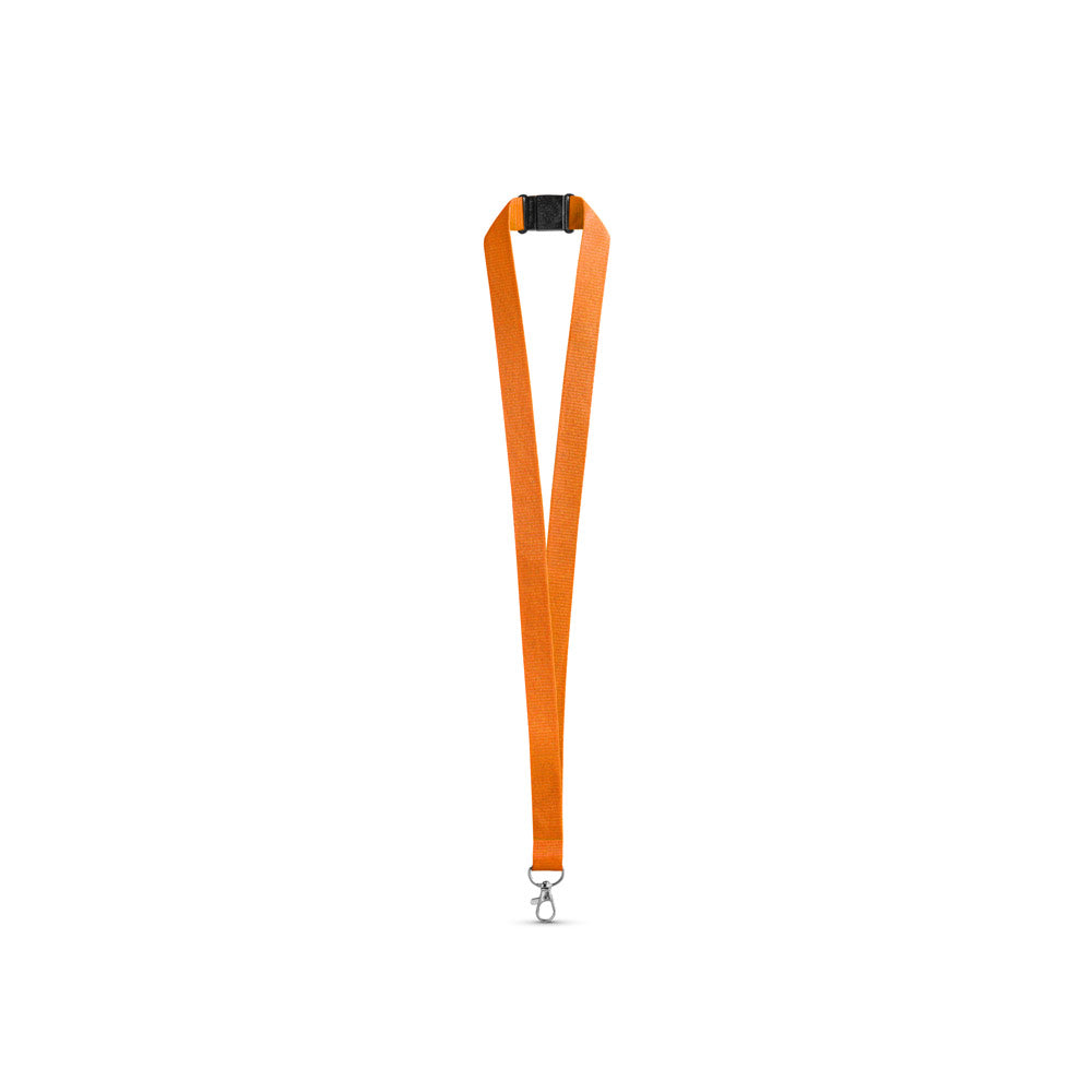 LEEDS. Lanyard em poliéster com fecho de segurança
