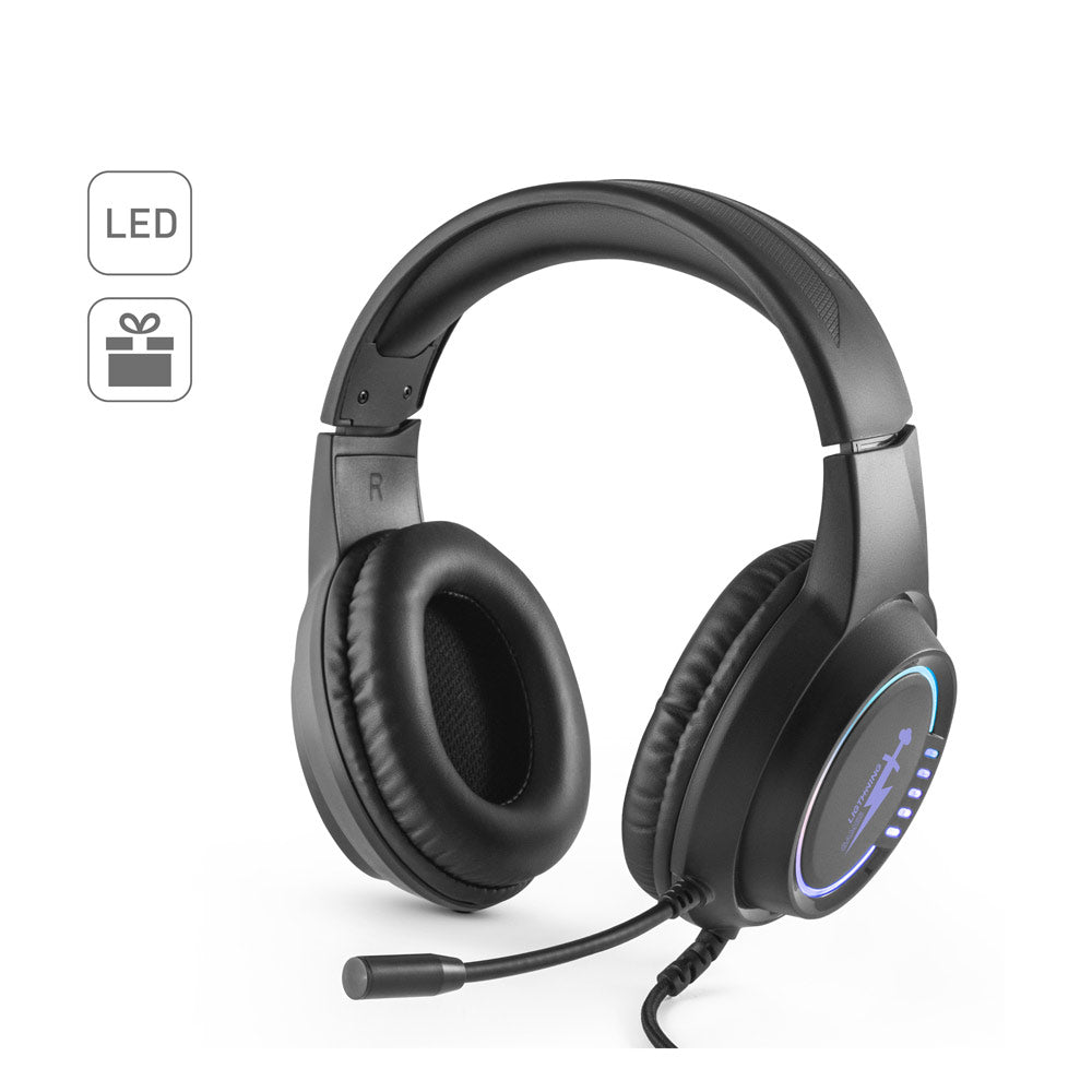 Thorne Headset RGB. Auscultadores gaming com cabo 2m, microfone e luzes LED RGB em ABS