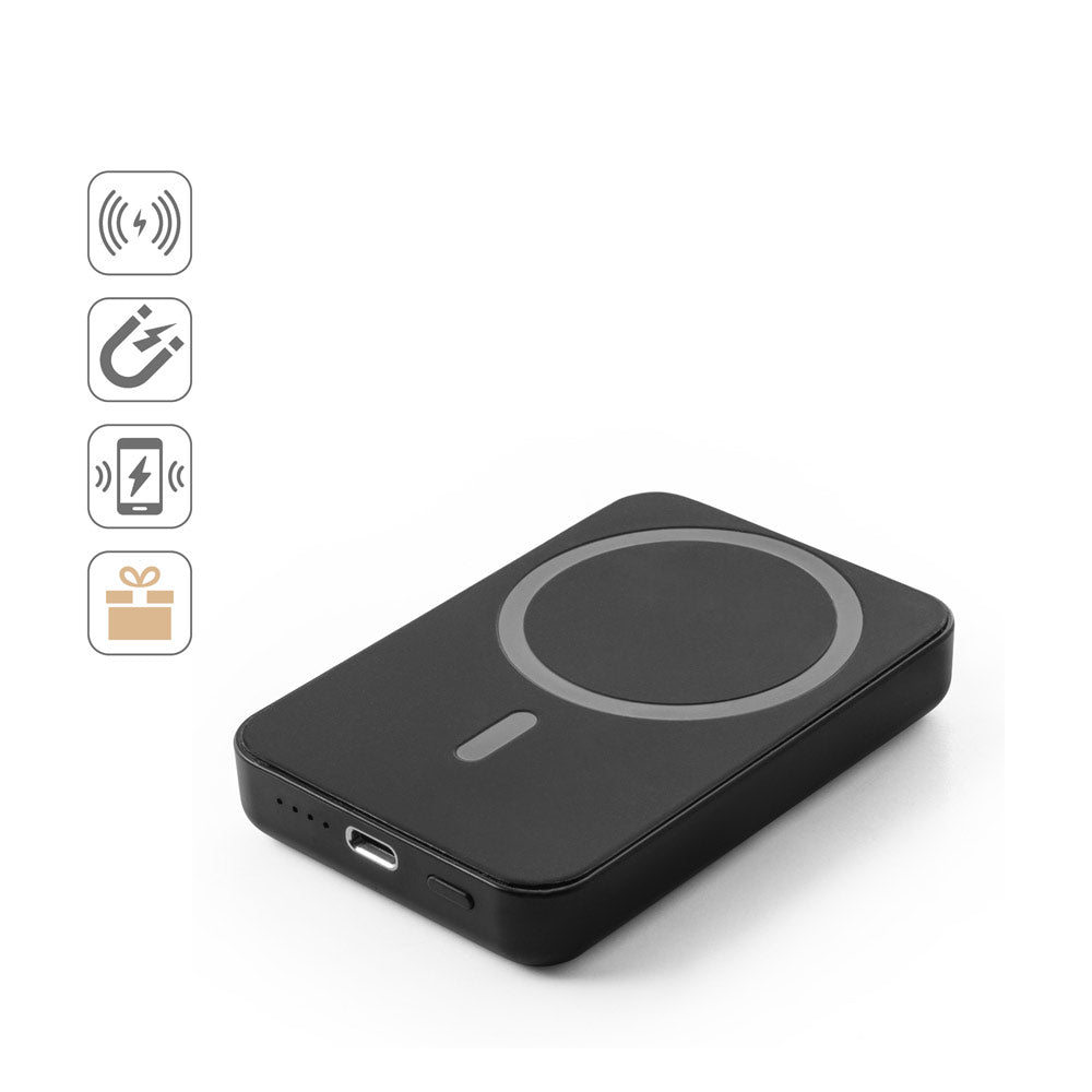 AMPERE 5. Power bank magnética 5'000 mAh com carregador wireless super rápido 15W em ABS reciclado (100% rABS)