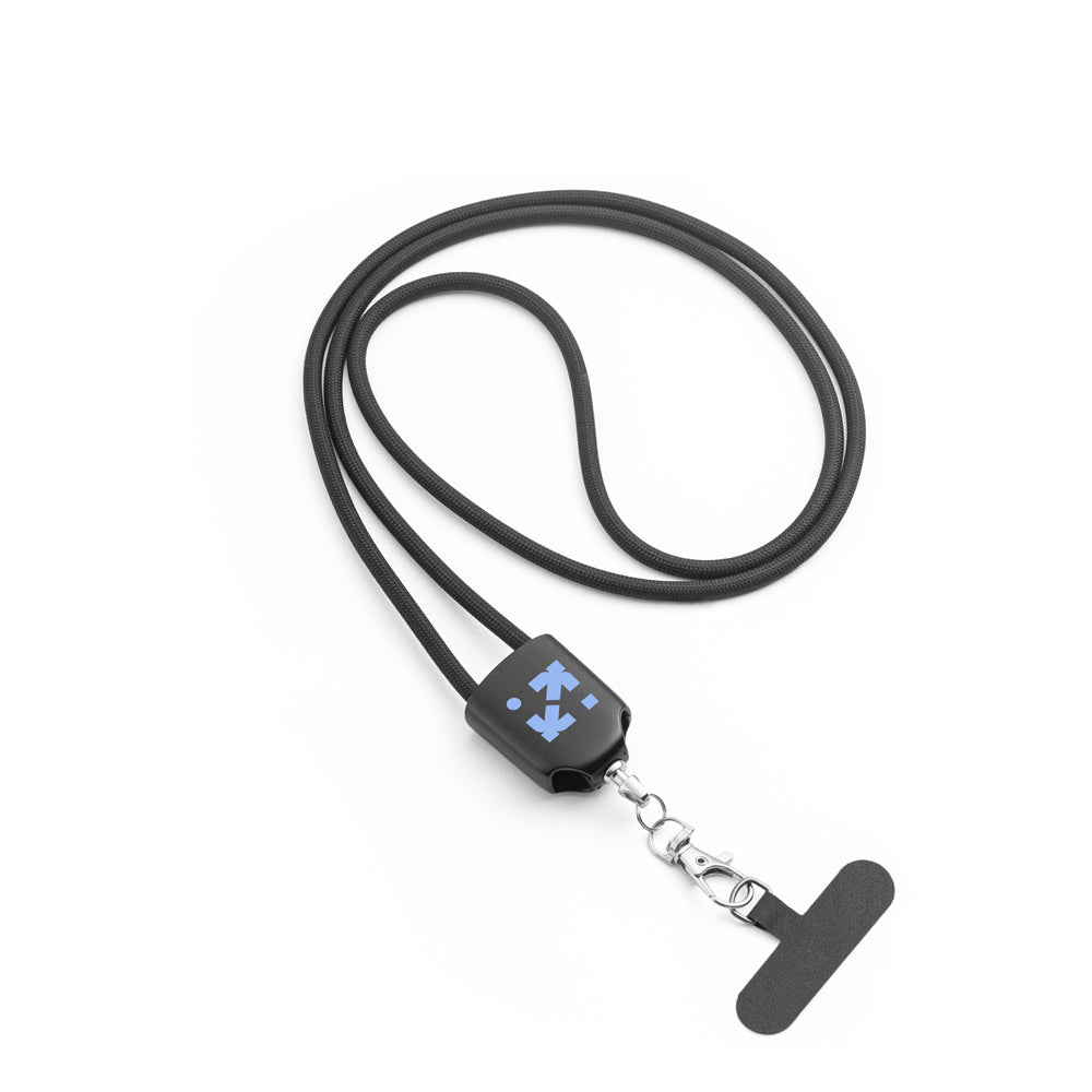 ZEWAIL. Cordão lanyard com suporte para smartphone incluído, cabo USB-C e diversos adaptadores em ABS reciclado e TPE reciclado