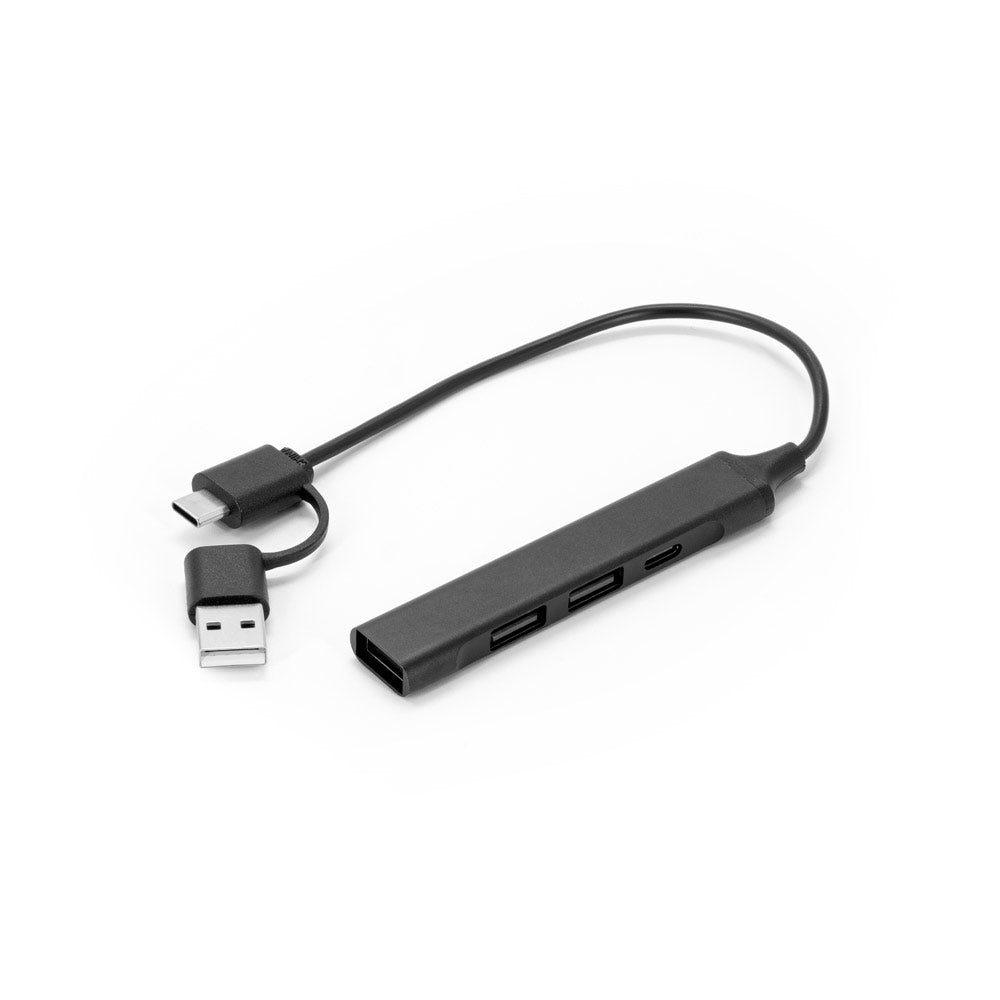 BENIOFF. Hub multifuncional que expande as ligações do seu dispositivo, em PET reciclado (xxx% rPET) e alumínio reciclado (xxx% rAL)