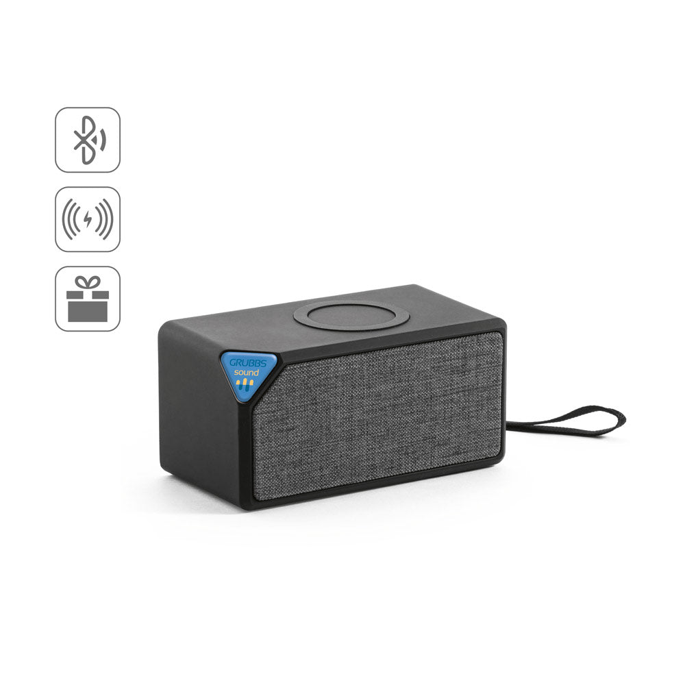 GRUBBS. Coluna de som portátil em ABS com carregamento wireless