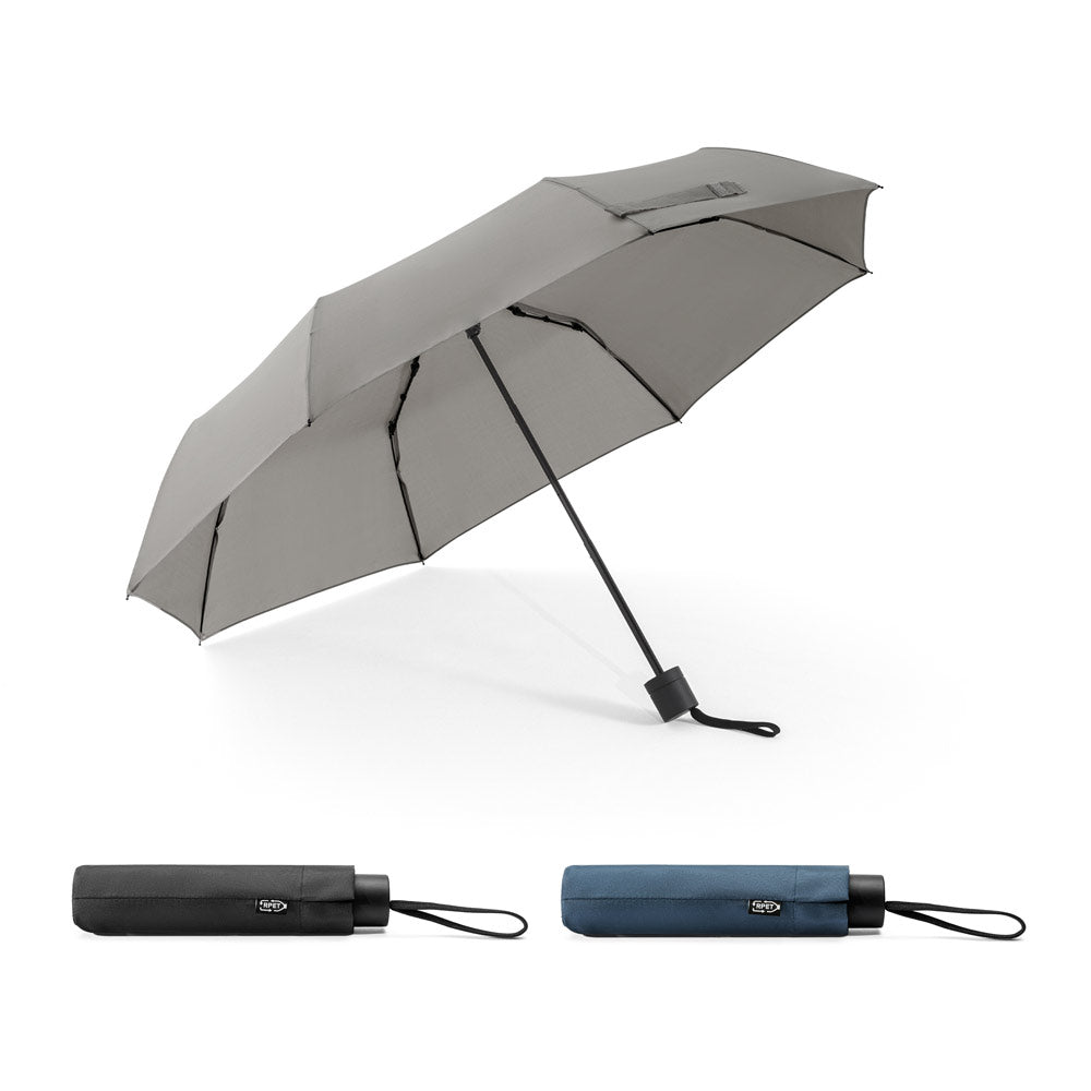 AIDEN. Guarda-chuva de 21" em poliéster reciclado (100% rPET) pongee 190T, dobrável em 3 secções