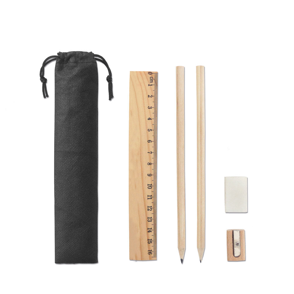 POCKETY. Conjunto de escrita fornecido em bolsa de non-woven (80 g/m²) com cordões