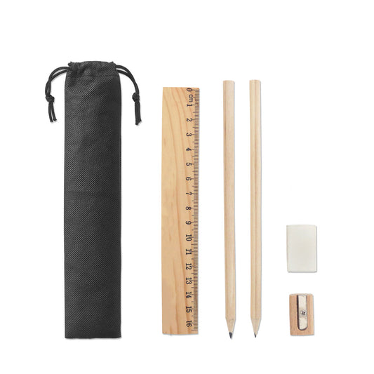 POCKETY. Conjunto de escrita fornecido em bolsa de non-woven (80 g/m²) com cordões