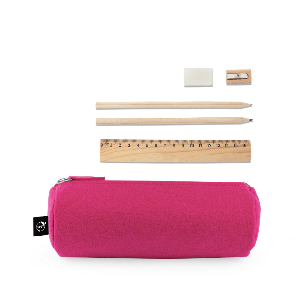 NOMAD. Estojo multifunções em feltro reciclado (100% rPET), com régua, lápis, borracha e afia