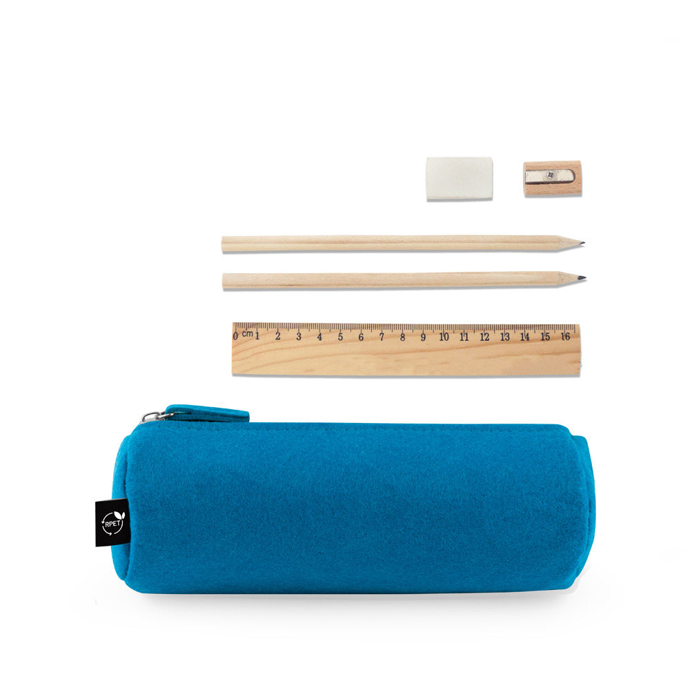 NOMAD. Estojo multifunções em feltro reciclado (100% rPET), com régua, lápis, borracha e afia