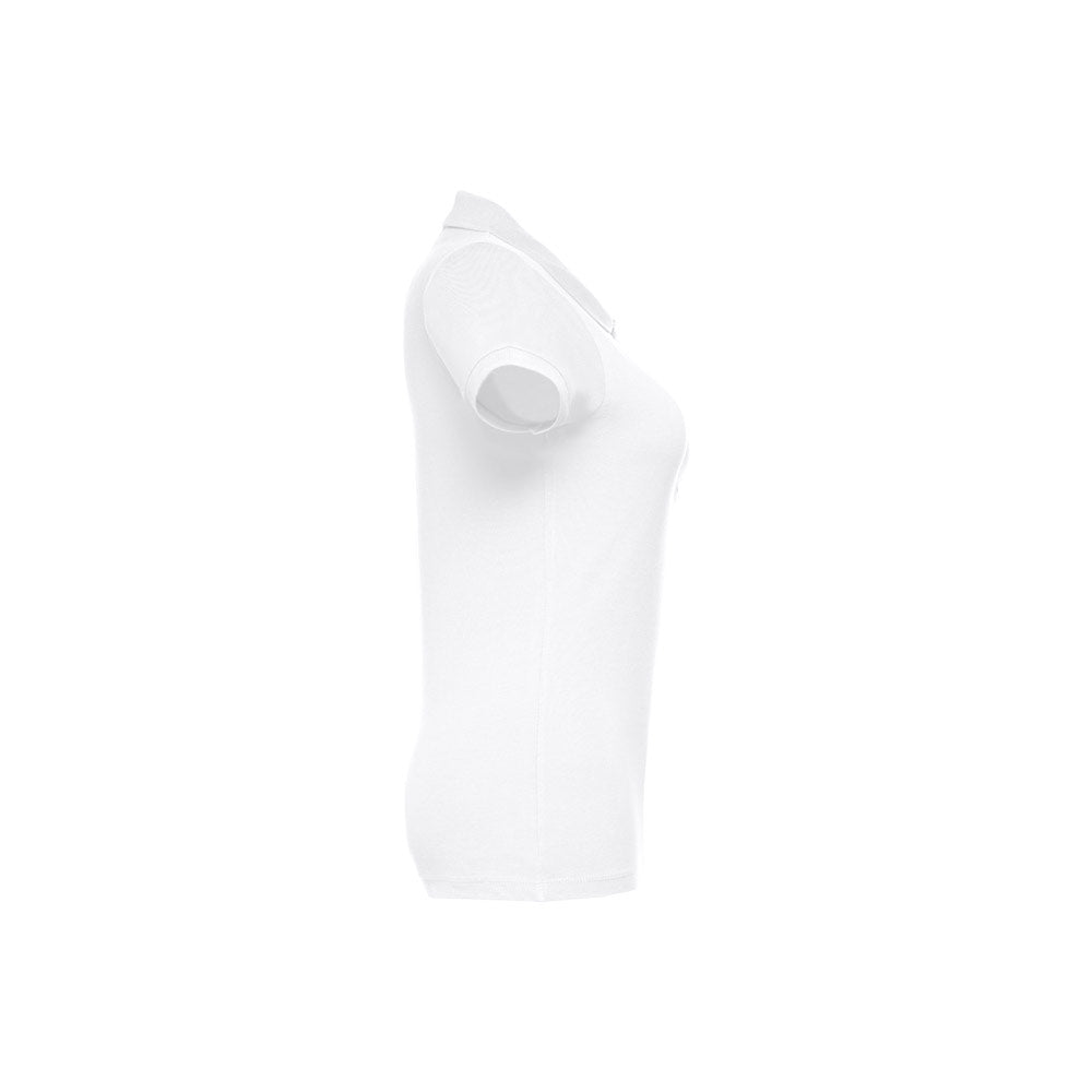 THC EVE WH. Polo cintado para senhora de manga curta em algodão cardado