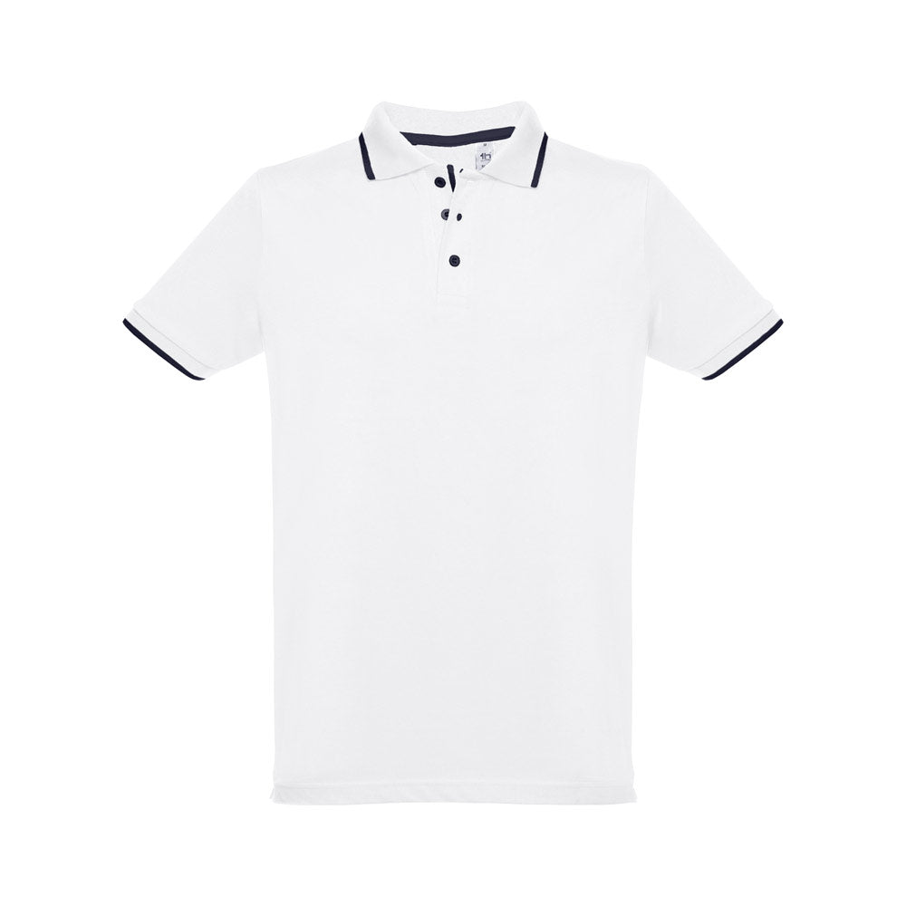 THC ROME WH. Polo bicolor para homem em algodão. Cor branca