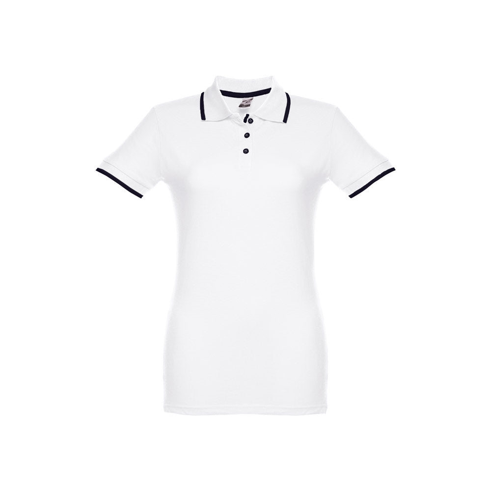 THC ROME WOMEN WH. Polo bicolor para senhora em algodão