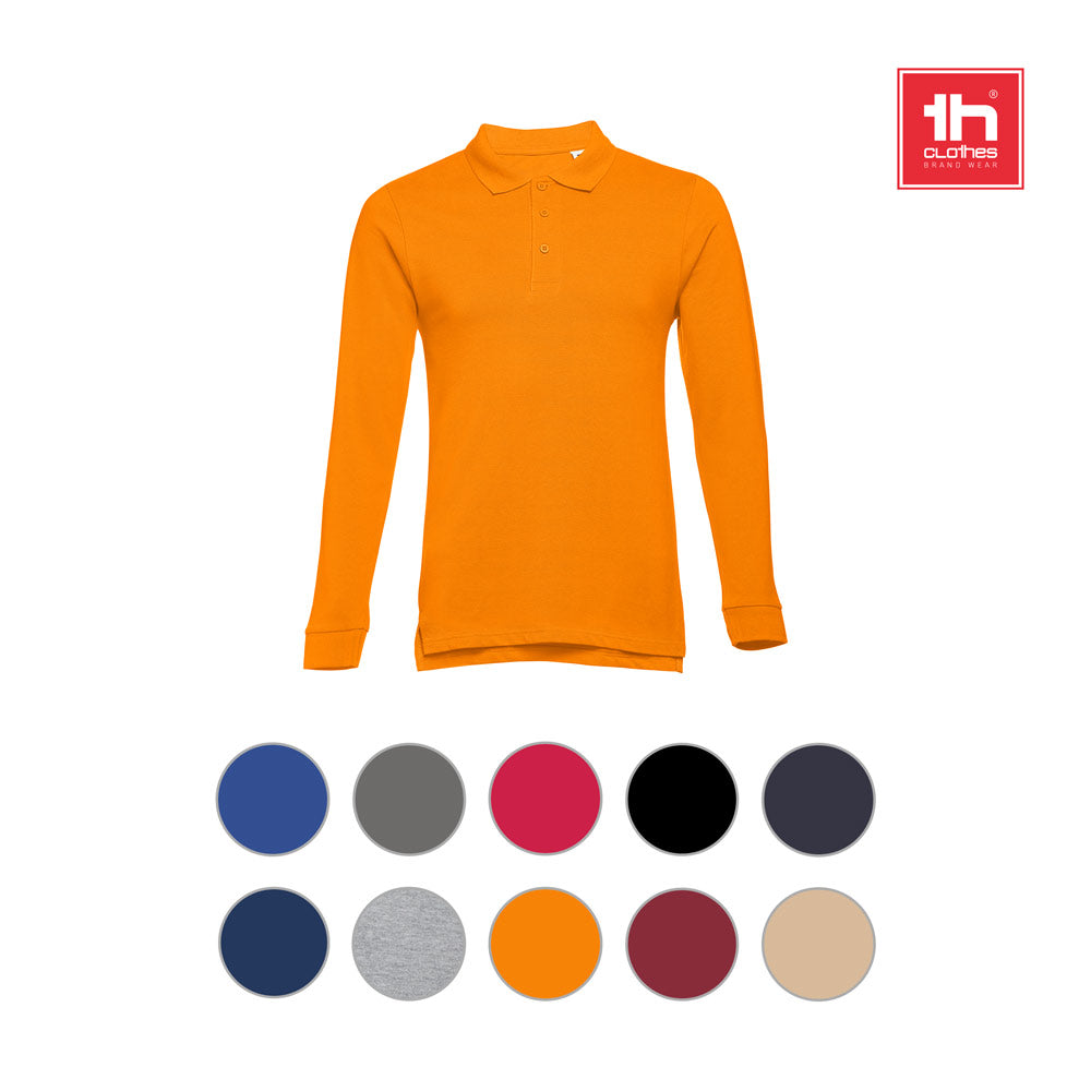 THC BERN. Polo de manga comprida para homem em algodão cardado