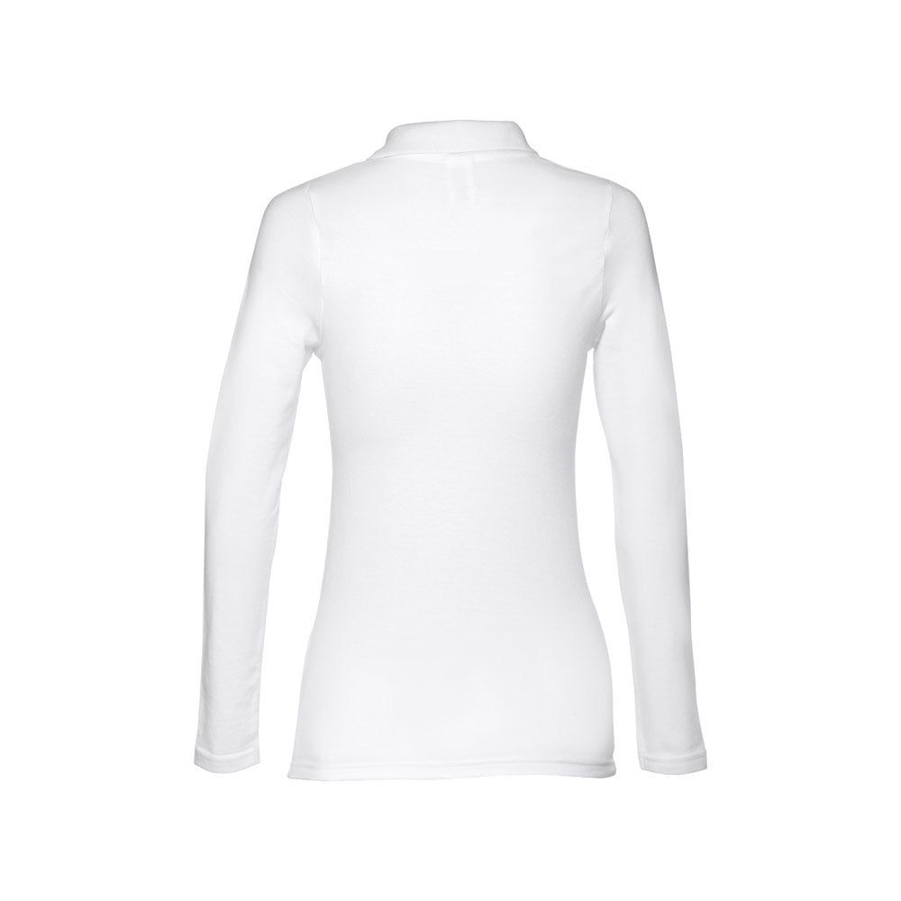 THC BERN WOMEN WH. Polo de manga comprida para senhora em algodão cardado