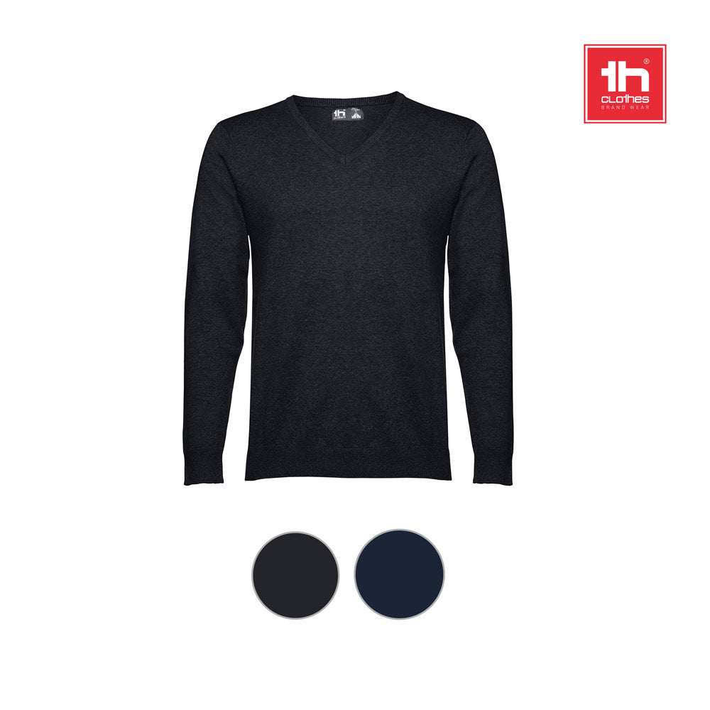 THC MILAN. Pullover com decote em" V" para homem em algodão e poliamida