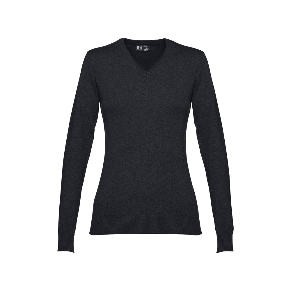 THC MILAN WOMEN. Pullover com decote em" V" para senhora em algodão e poliamida