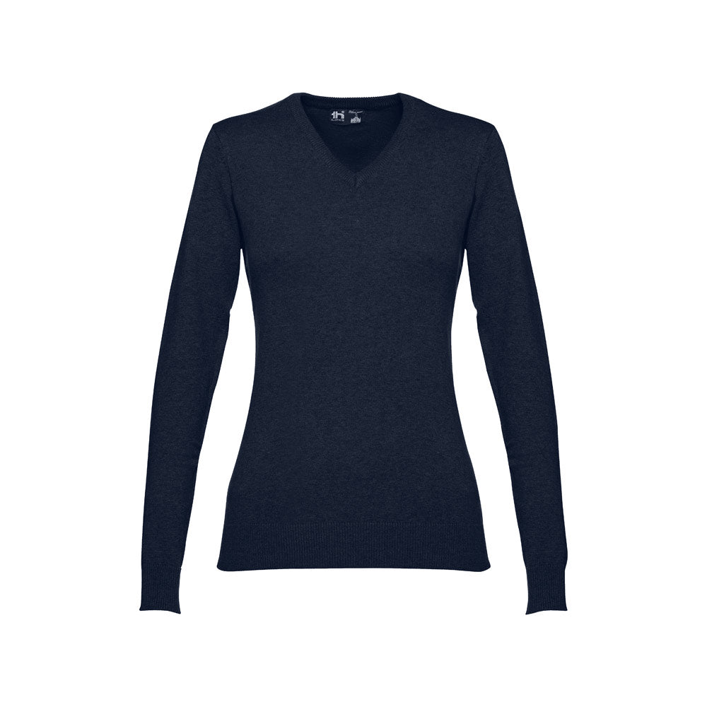 THC MILAN WOMEN. Pullover com decote em" V" para senhora em algodão e poliamida