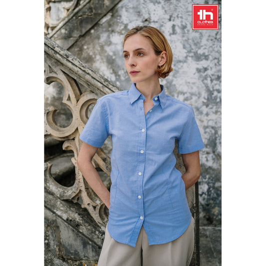 THC LONDON WOMEN. Camisa oxford de manga curta para senhora