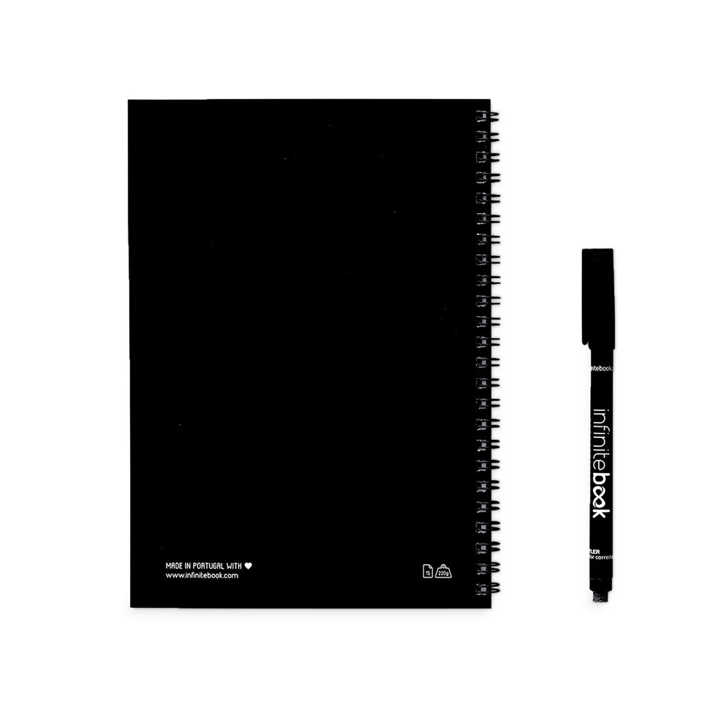 INFINITEBOOK PLAIN A5. "Infinitebook" com capa flexível e 15 páginas lisas estilo quadro branco