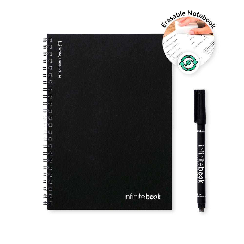 INFINITEBOOK PLAIN A5. "Infinitebook" com capa flexível e 15 páginas lisas estilo quadro branco
