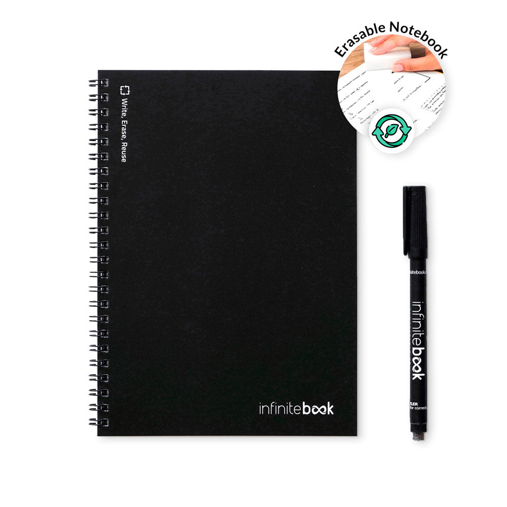 INFINITEBOOK LINED A5. "Infinitebook" com capa flexível e 15 páginas pautadas estilo quadro branco