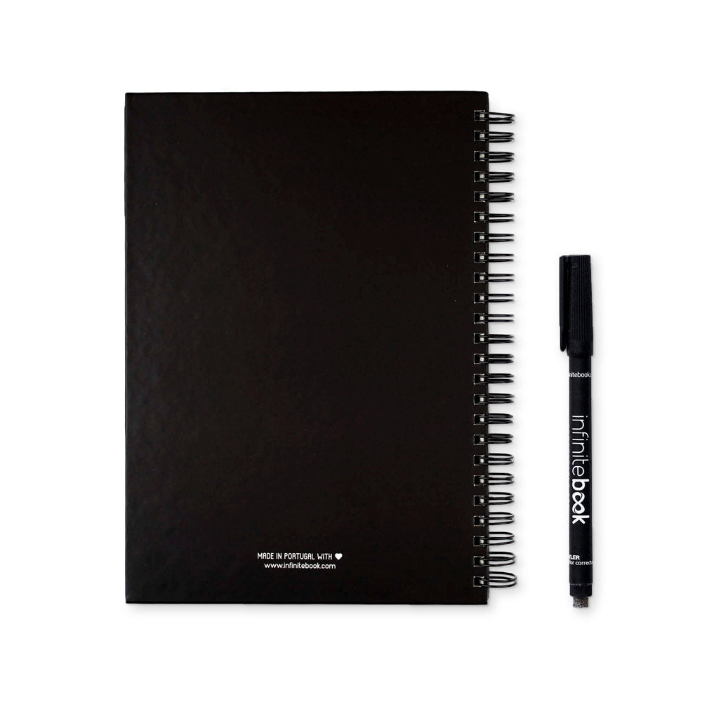 STARTER KIT INFINITEBOOK A5. Kit composto um "Infinitebook", kit de limpeza, marcador e suporte de marcador