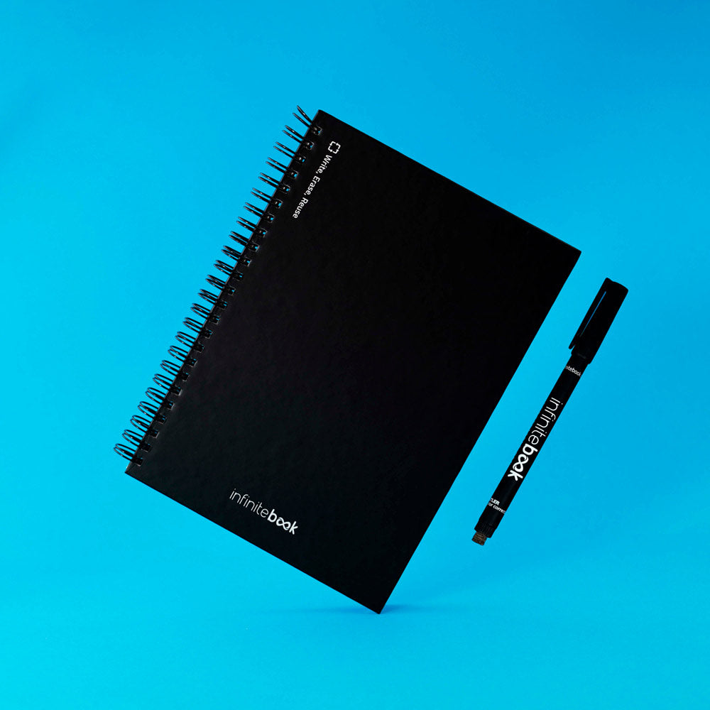 STARTER KIT INFINITEBOOK A5. Kit composto um "Infinitebook", kit de limpeza, marcador e suporte de marcador