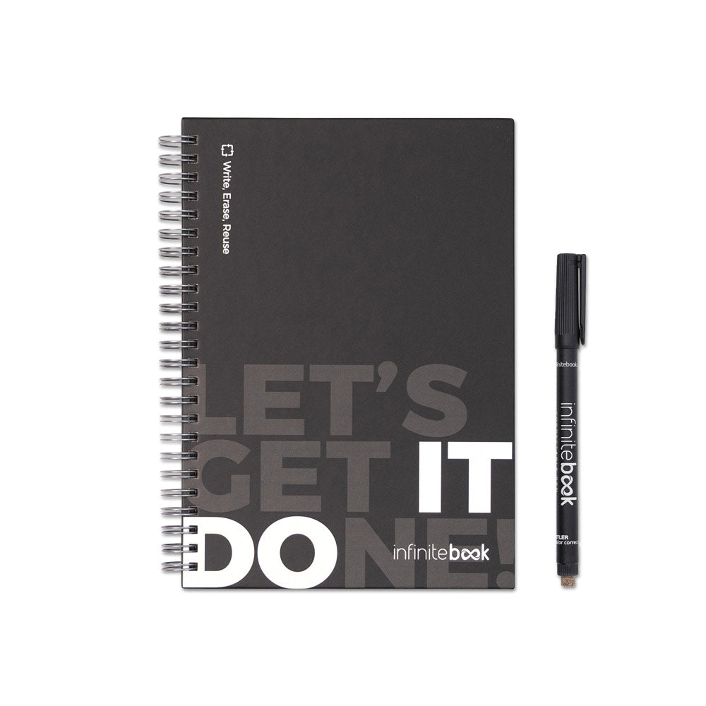 STARTER KIT INFINITEBOOK. Kit composto por “Infinitebook” com com capa dura, 1 kit de limpeza, 1 marcador e 1 suporte para esferográfica