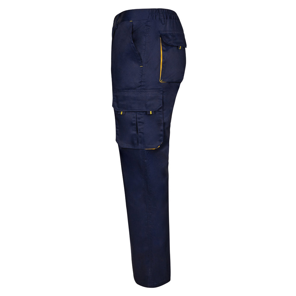 VL HYPNOS. Calças bicolor em sarja multibolsos (200g/m²), em algodão (35%) e poliéster (65%)