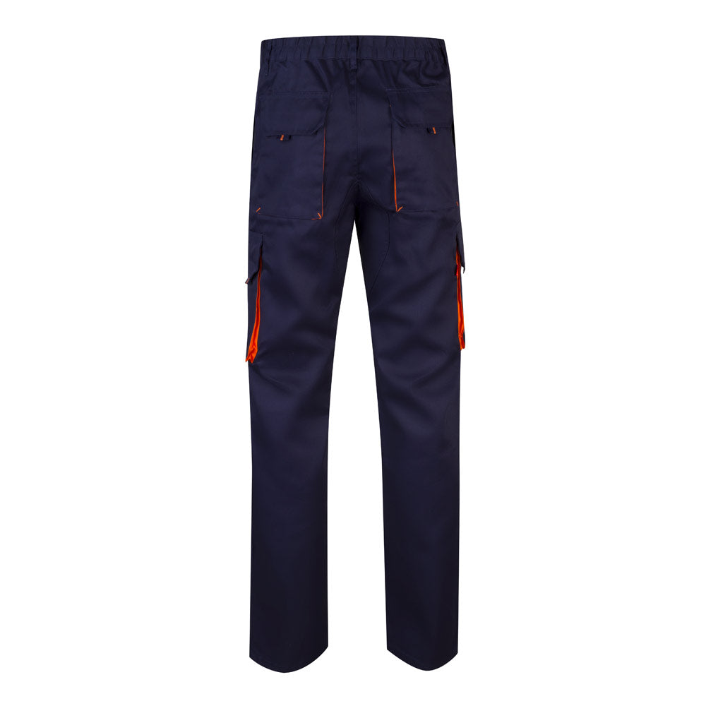 VL HYPNOS. Calças bicolor em sarja multibolsos (200g/m²), em algodão (35%) e poliéster (65%)