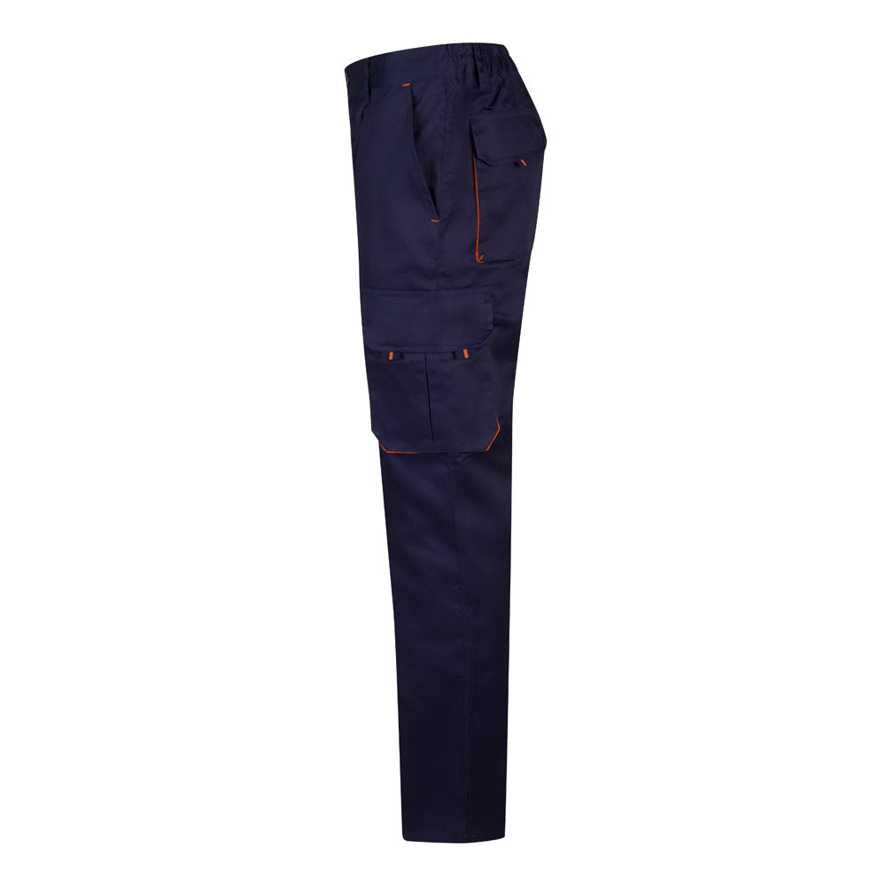 VL HYPNOS. Calças bicolor em sarja multibolsos (200g/m²), em algodão (35%) e poliéster (65%)