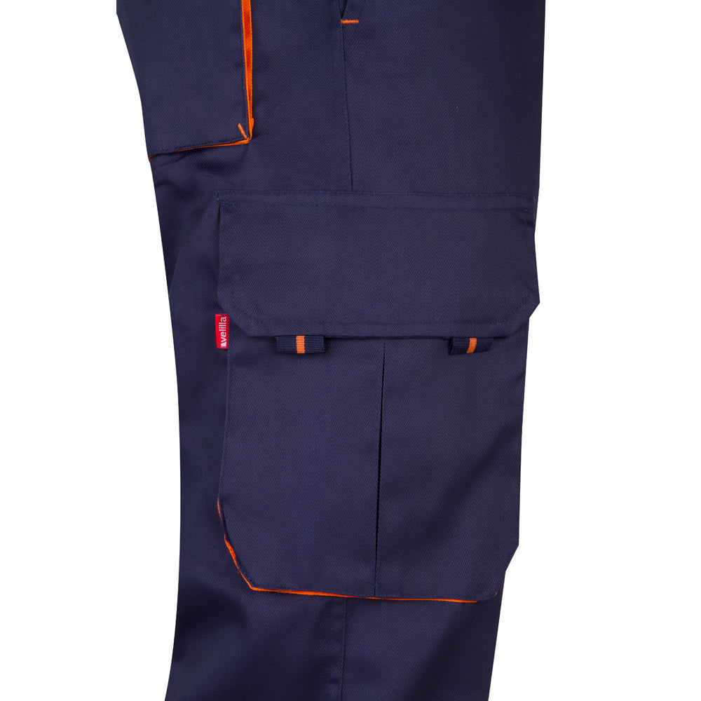 VL HYPNOS. Calças bicolor em sarja multibolsos (200g/m²), em algodão (35%) e poliéster (65%)